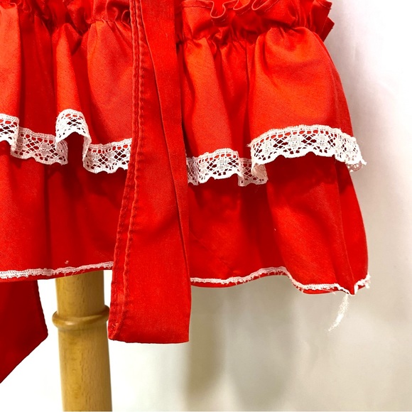 Vintage 80’s Kandy Ann Red Ruffled Party Dress Small 5 6 Short Sleeve - Picture 11 of 12
